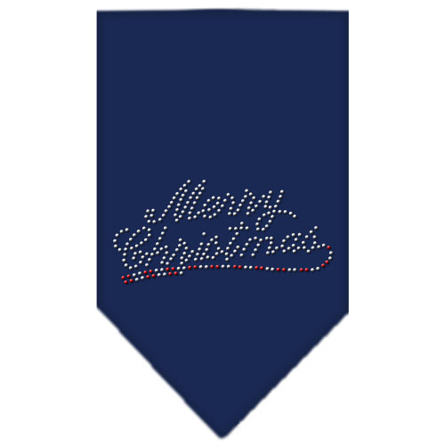 Merry Christmas Rhinestone Bandana Navy Blue Small